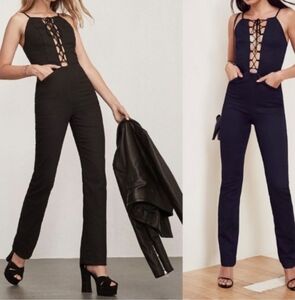REFORMATION Sophie Lace Up Sleeveless Jumpsuit Size 8